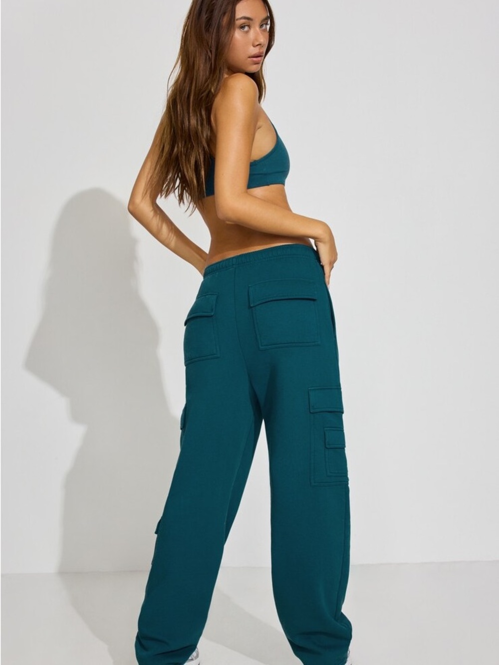 Garage UltraFleece Cargo Sweatpants Teal Tease S Small 8-Pocket Joggers Trousers
